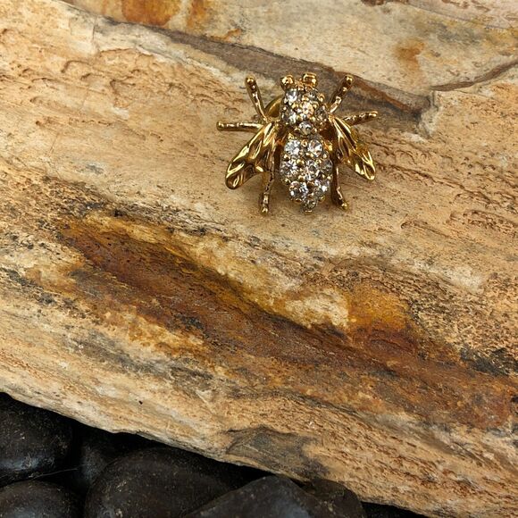 Vintage Panetta Rhinestone Bee Brooch Signed 1940s Retro - Picture 10 of 12